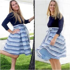 NWT Sara Campbell Navy Jersey Swiss Dot Skirt Dress